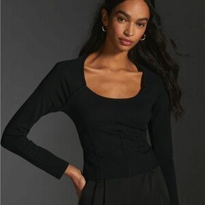 Anthropologie Maeve Ponte long sleeve ponte corset top